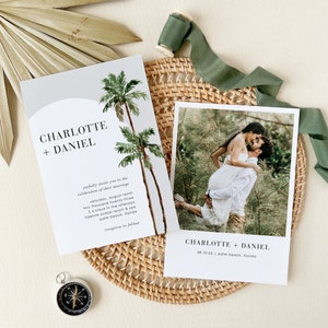 Palm Tree Wedding Invite, Destination Wedding Invitation Template Download, Beach Theme Wedding Invitation, Tropical Wedding Invitation