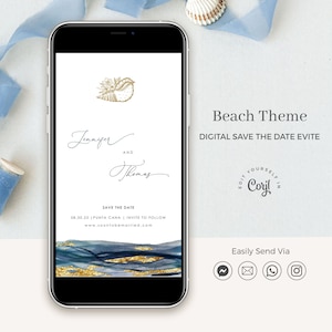 Télécharger le modèle NOA nautique, réservez la date numérique pour mariage sur la plage, réservez la date électronique pour la côte, réservez la date sur la plage