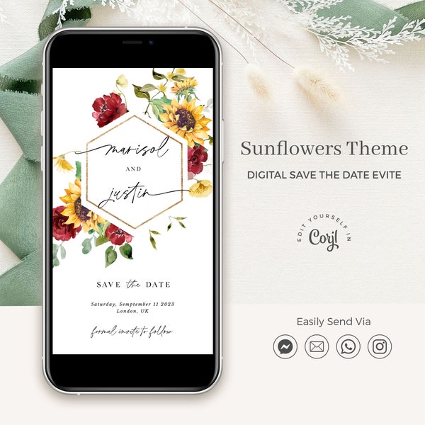 Sunflower Save the Date - Etsy