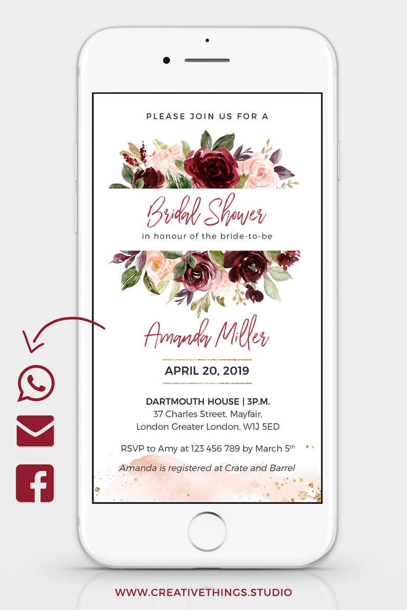 Unique Bridal Shower Invitations Electronic Invitations Etsy UK