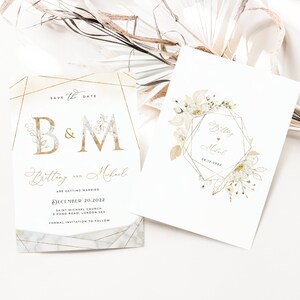 Dora | save the date invitation in Ivory & Gold, wedding invite, save the date wedding invitations, wedding cards, printable cards