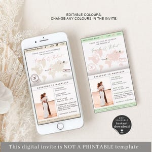 Sofia | Passport Wedding Invitation Digital, Electronic Invitations, Destination Wedding Invitation With Rsvp, Evite Wedding Invitation image 4