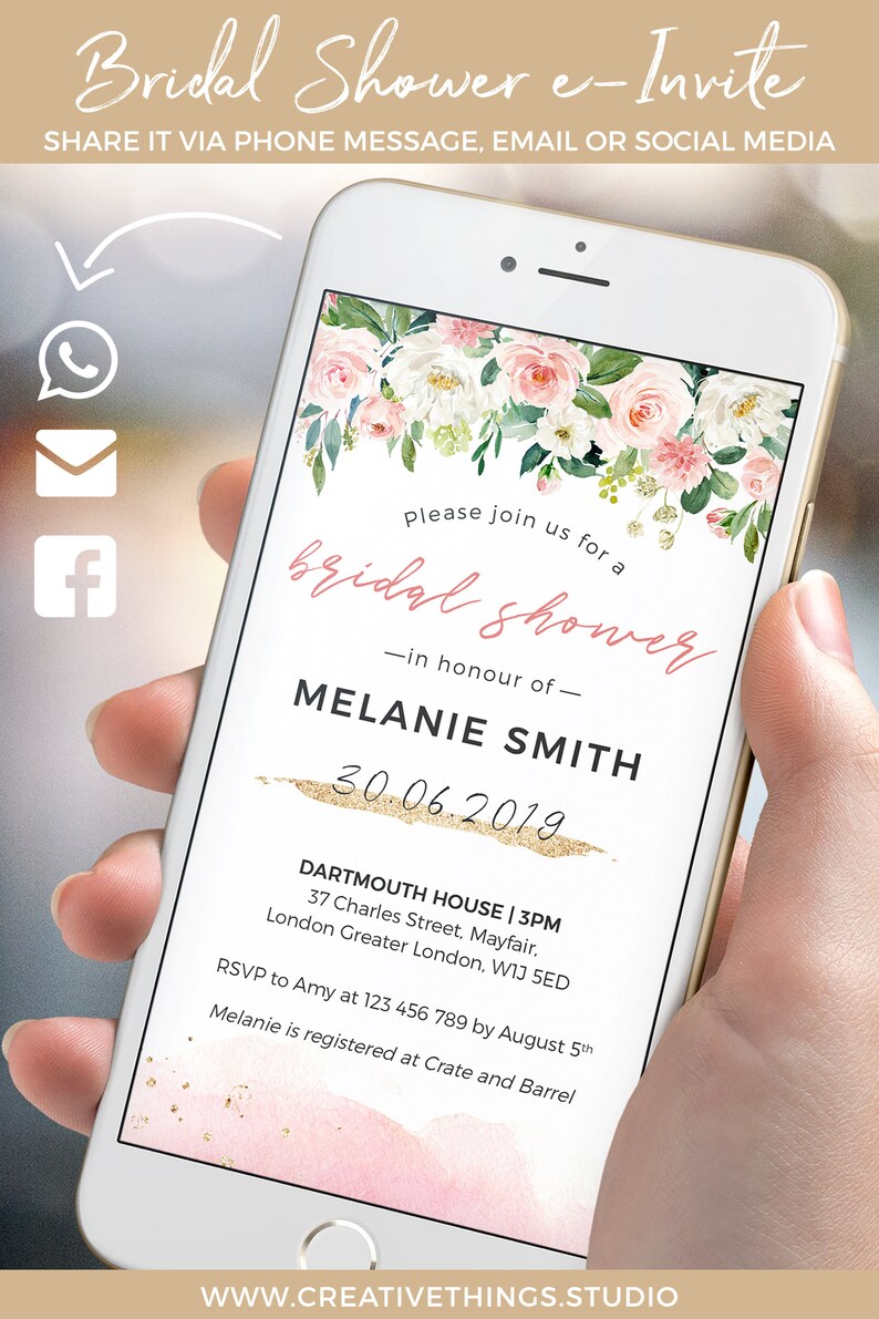 Unique Bridal Shower Invitations Electronic Invitations Etsy