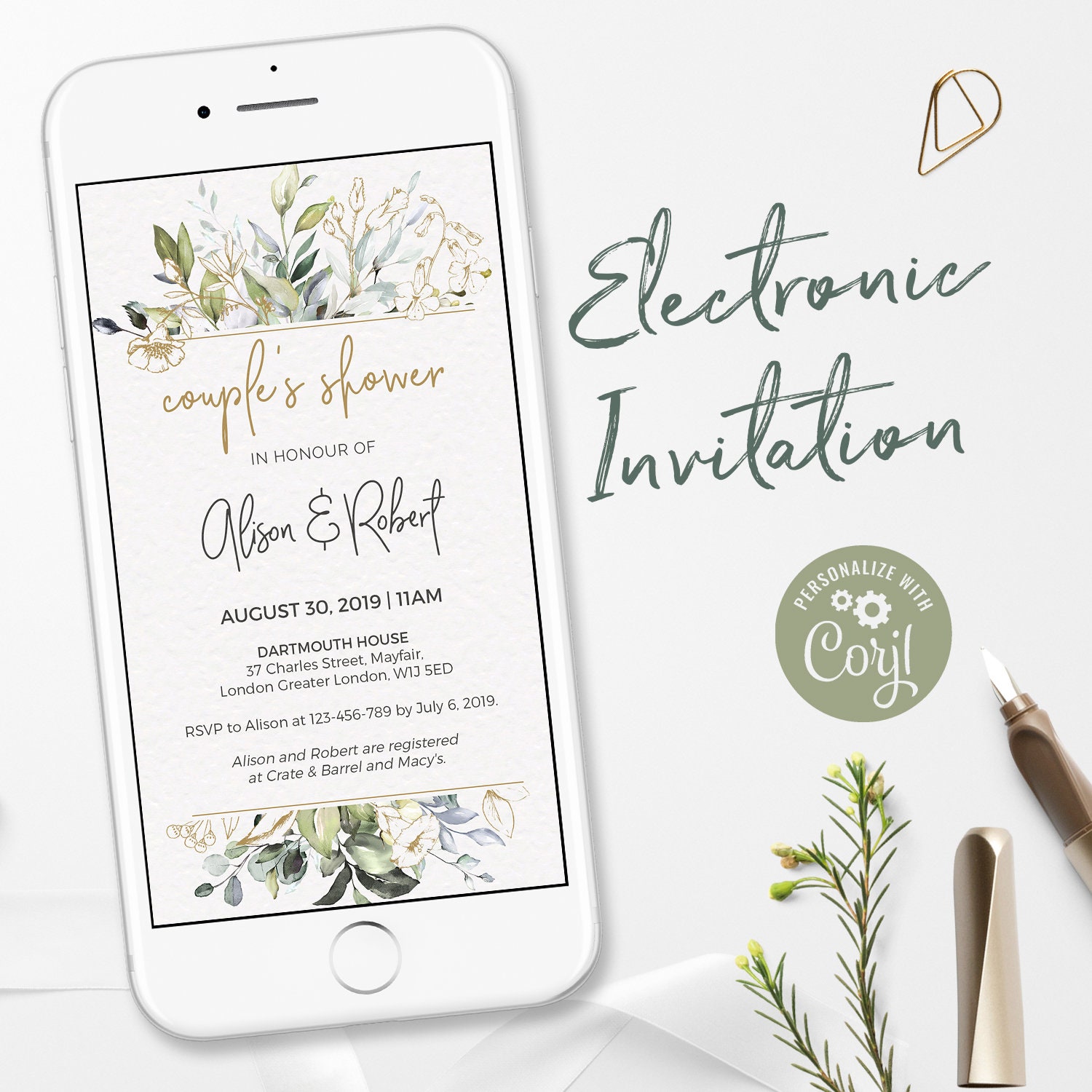 Wedding Shower Invitations E invitations Rustic Couples Etsy