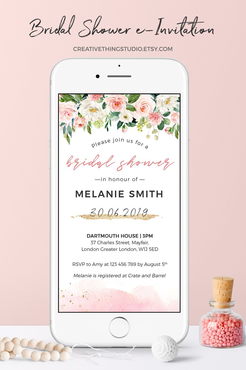 Unique Bridal Shower Invitations Electronic Invitations Etsy