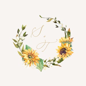 Marisol | Sunflowers Wedding Logo, Logo Design Template, Wedding Monogram Template, Custom Logo Design, Wedding Logo Branding, Premade Logo