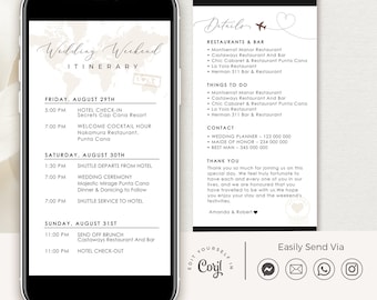 Sofia | Destination Wedding Weekend Itinerary Template, Wedding Itinerary Template Digital, Wedding Day Itinerary Template Bridal Party