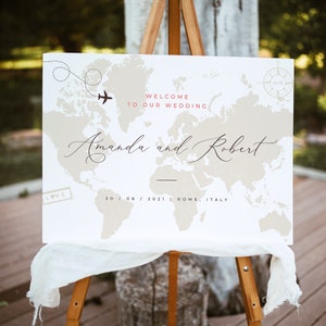 Sofia / Cartello per matrimonio a tema viaggio, modello di matrimonio per cartello di benvenuto, cartello di benvenuto per matrimonio di destinazione stampabile, arredamento per matrimonio di destinazione
