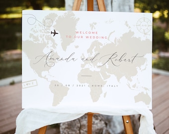 Sofia | Travel Theme Wedding Sign, Welcome Sign Wedding Template, Destination Wedding Welcome Sign Printable, Destination Wedding Decor