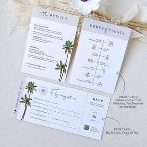 Destination Wedding Invitation Suite Template, Tropical Wedding Invitation Suite, Palm Tree Wedding Invitation, Beach Wedding Invitation Set image 6