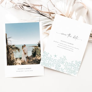 AIDA Beach Wedding Save the Date Template Download, Summer Wedding Save the Date Printable Template,  Ocean Wedding Save the Date with Photo