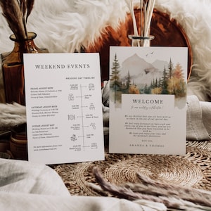 ARNA Mountain Wedding Timeline Template Download, Welcome Letter Wedding, Forest Wedding Timeline Template, Fall Wedding Itinerary Template