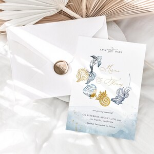 Marina | Beach Wedding Save the Date Template, Beach Invitation, Destination Wedding Save The Date cards, Beach Save The Date Diy
