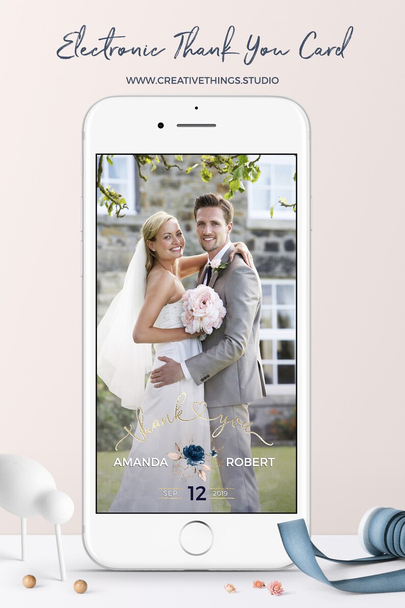 Electronic Wedding Thank You Notes Edit with Corjl Electronic Etsy