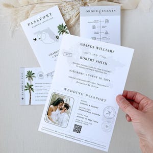 Destination Wedding Invitation Suite Template, Tropical Wedding Invitation Suite, Palm Tree Wedding Invitation, Beach Wedding Invitation Set image 4