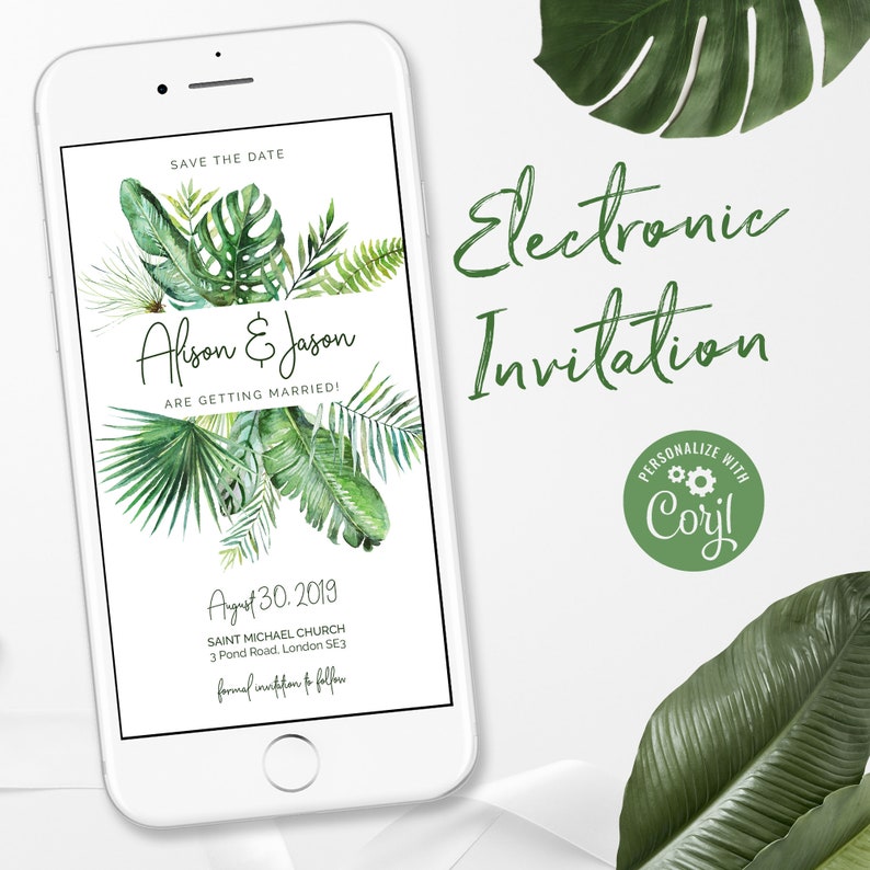 Electronic Save The Date Tropical E Invitations Tropical Etsy Electronic Save The Date Tropical E Invitations Tropical Etsy