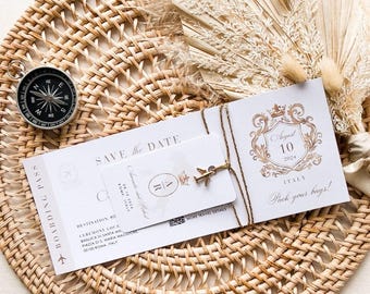 Sofia | Boarding Pass Save the Date Template, Destination Save the Date, Travel Save the Date Printable,  Boarding Pass Invitation Wedding