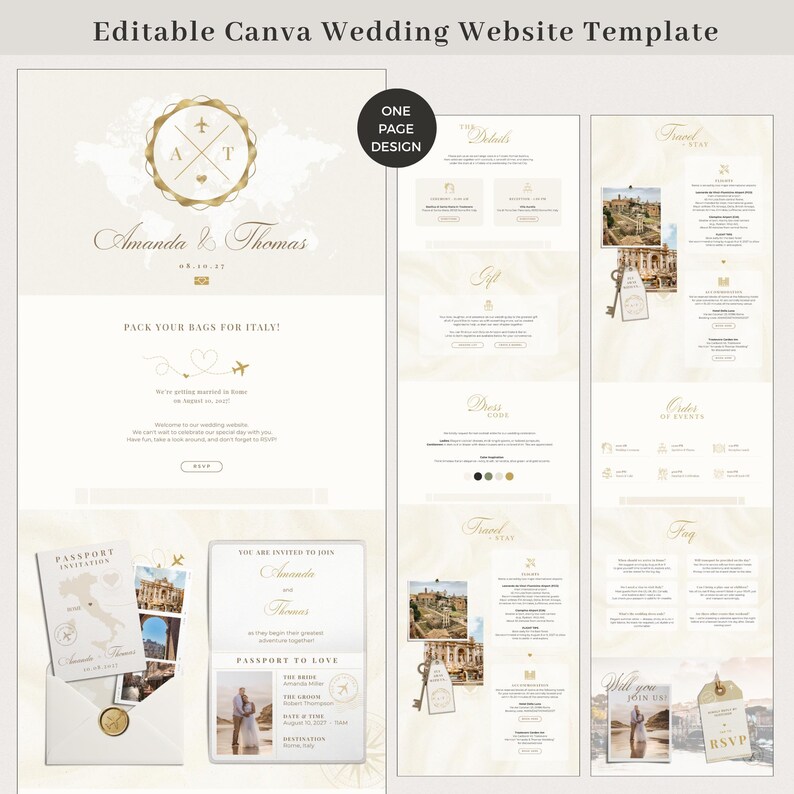 Canva Wedding Website Template for Destination Wedding, Destination Wedding Website with Rsvp Trackable, Rsvp Wedding Website image 6