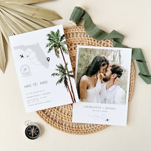 Save the Date Destination Wedding Template, Palm Tree Save the Date Tropical, Beach Save the Date Template, Destination Save the Date