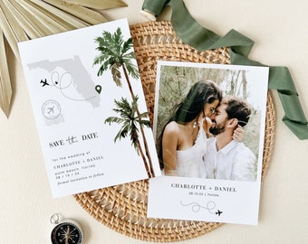 Save the Date Destination Wedding Template, Palm Tree Save the Date Tropical, Beach Save the Date Template, Destination Save the Date