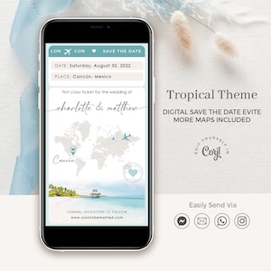 Mira | Save The Date Beach Wedding, Destination Wedding Save The Date Digital, Mexico Save The Date Boarding Pass, Save The Date Tropical