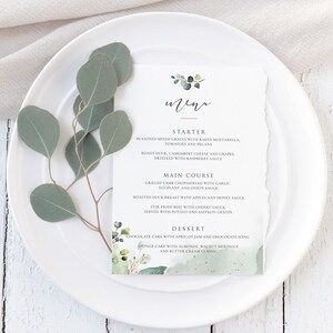 FLORA Rustic Wedding Menu Template Download, Greenery Wedding Menu Cards, Menu Cards for Wedding, Wedding Table Menu, Menu Template Wedding