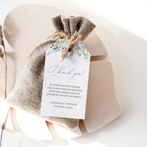 BIANCA Thank You Tag Wedding Favour, Dusty Blue Wedding Favor Tags Template, Printable Thank You Tags, Wedding Thank You Tags Printable