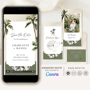 Destination Wedding Save the Date Video, Tropical Save the Date Video, Destination Save the Date Digital Video, Animated Save the Date Beach