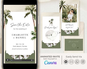 Destination Wedding Save the Date Video, Tropical Save the Date Video, Destination Save the Date Digital Video, Animated Save the Date Beach