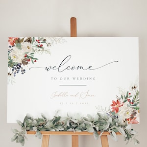 Natalia Christmas Wedding Sign Template, Wedding Welcome Sign Christmas, Winter Wedding Welcome Sign Template, Welcome Sign Wedding Template