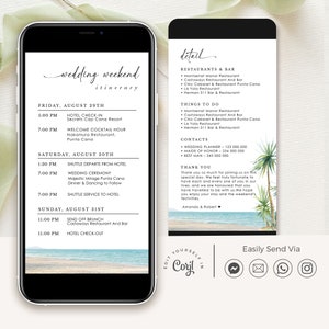 Beach Wedding Itinerary Template Digital, Destination Wedding Itinerary Tropical, Digital Wedding Itinerary Template, Weekend Itinerary