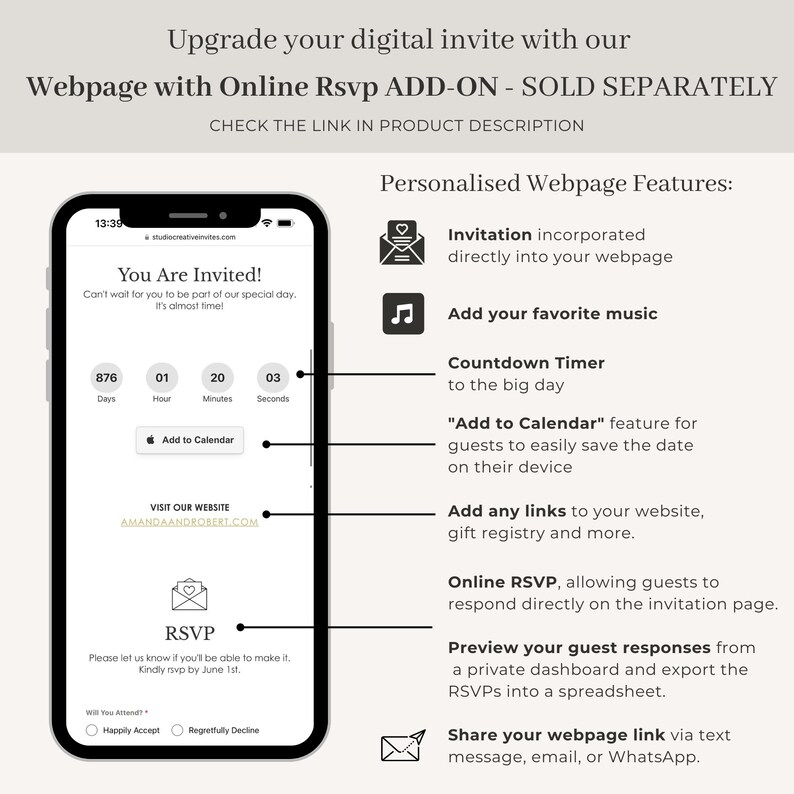a cell phone with the text upgrade your digital invive with our webpage