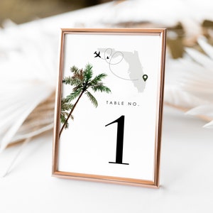 Tropical Wedding Table Numbers, Beach Wedding Table Numbers, Destination Wedding Table Cards, Palm Tree Table Numbers Template Wedding