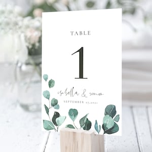 LUISA Rustic Wedding Table Numbers Template, Greenery Table Number Cards Wedding, Printable Table Numbers Wedding Template Download