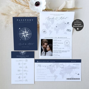 Sofia Passport Invitation For Wedding, Invitations Printable, Destination Wedding Invitation Template, Passport Wedding Invitation Template