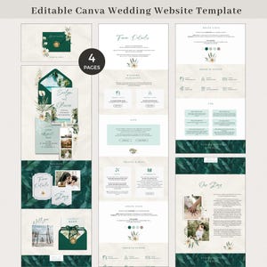 ISLA Tropical Wedding Website Canva Template, Beach Wedding Website with Rsvp Template, Envelope Wedding Website Green, Wedding Rsvp Website image 5