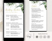 Palma | Tropical Wedding Weekend Schedule Template, Digital Wedding Itinerary, Destination Wedding Itinerary, Digital Itinerary Template