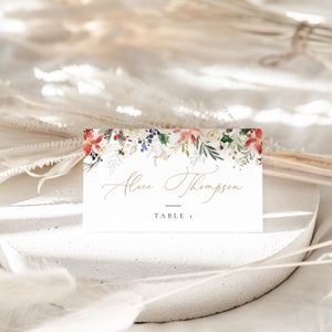 Christmas Place Cards Template, Christmas Name Place Setting, Christmas Table Place Cards, Winter Wedding Place Cards Template Meal Choice