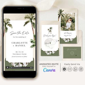 Destination Wedding Save the Date Video, Tropical Save the Date Video, Destination Save the Date Digital Video, Animated Save the Date Beach