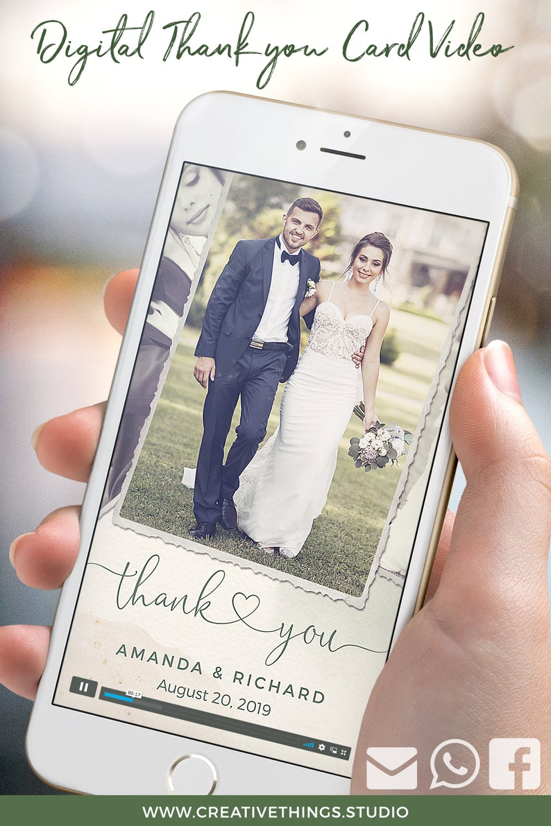 Digital Wedding Thank You Cards With Photo Personalised Thank You Cards Rustic Thank You Wedding Cards Thank You Card Wedding