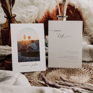 LAURA Arch Save the Date Template Boho, Modern Save the Date Template, Simple Save the Date with Photo Template, Minimal Save the Dates