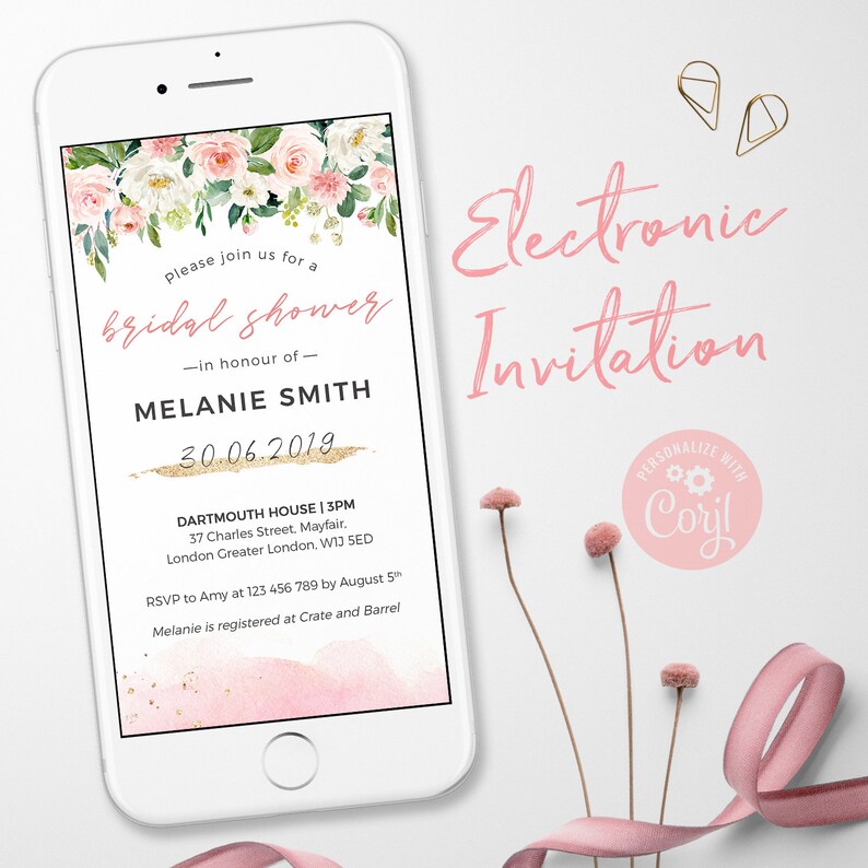 Unique Bridal Shower Invitations Electronic Invitations Etsy