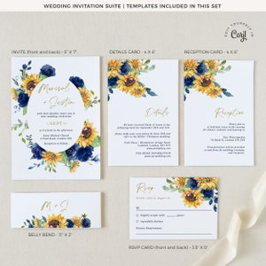 IVY Blue and Yellow Wedding Invitation Suite Template Download ...