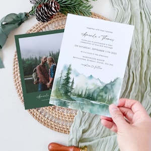 ARNA Woodland Wedding Invitation Template, Mountain Wedding Invitation Template, Forest Wedding Invitation, Lake Wedding Invitation Template
