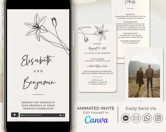 GIGLIOLA  Animated Wedding Invitation Video Template, Wedding Video Invitation Template Canva,  Canva Wedding Invitation Digital Video