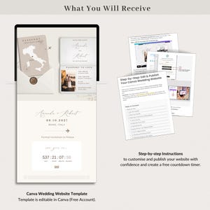 Destination Save the Date Website Canva, Passport Style Save the Date Website Template, Canva Digital Invitation Template Travel Theme image 4