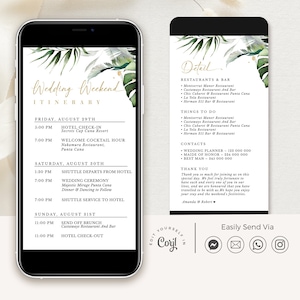 Palma | Tropical Wedding Weekend Schedule Template, Digital Wedding Itinerary, Destination Wedding Itinerary, Digital Itinerary Template