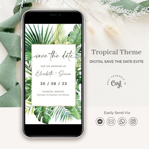 Tropical Save The Date Template, Destination Wedding Save The Date Digital, Hawaii Save The Dates, Electronic Save The Date Beach Wedding