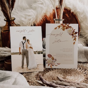 MARIGOL Boho Wedding Invitation Template Download, Printable Wedding Invitation Template Fall, Arch Wedding Invitation Template Terracotta
