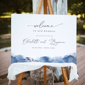 YLENIA Beach Wedding Welcome Sign Template, Nautical Welcome Wedding Sign, Coastal Wedding Signage Template, Nautical Wedding Welcome Sign